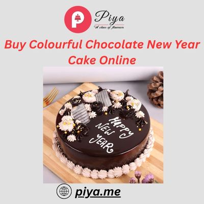 Buy Colourful Chocolate New Year Cake Online